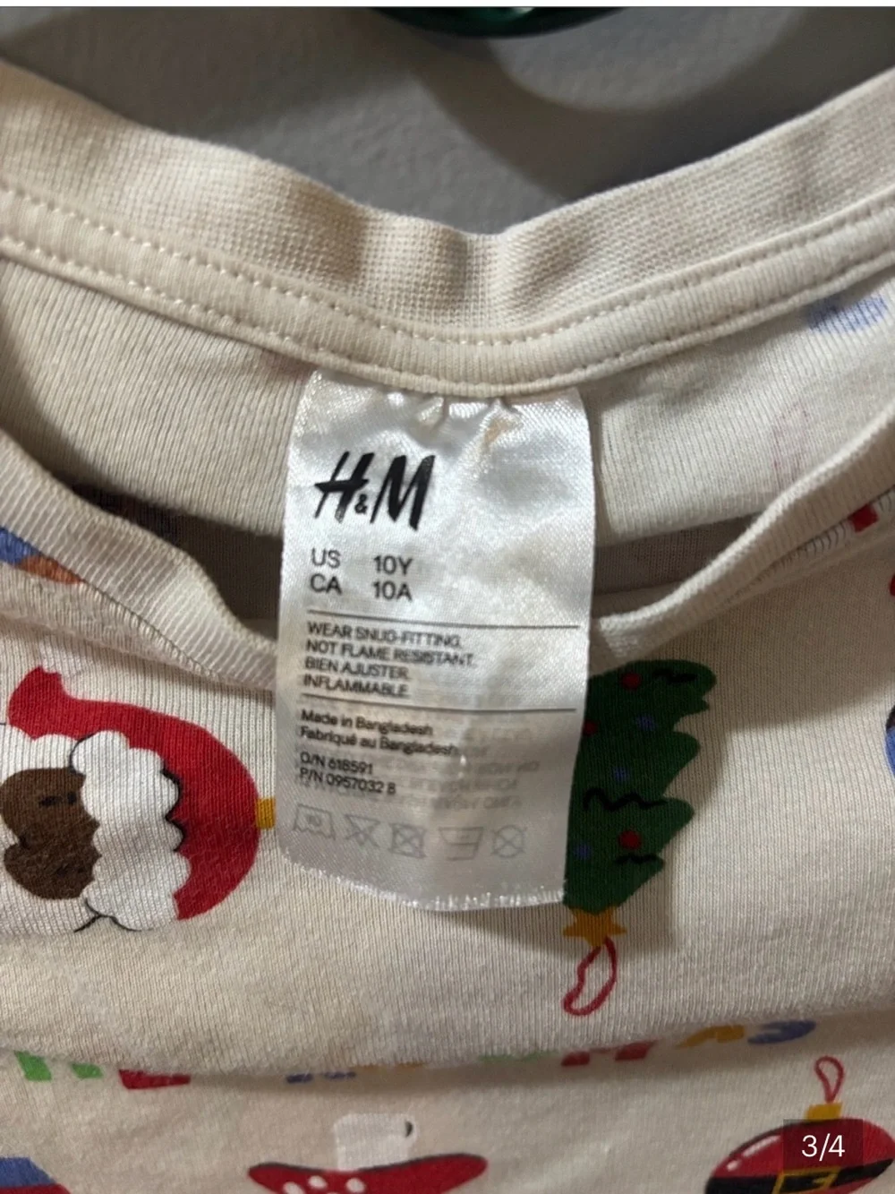 H&M 10Y Christmas PJ top